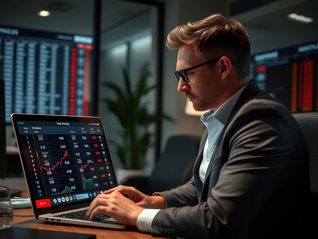 Bảng tỷ lệ kèo 0.5 trên laptop của chuyên gia phân tích bóng đá trong văn phòng hiện đại, minh họa cho khái niệm kèo 0.5 là gì trong cá cược thể thao