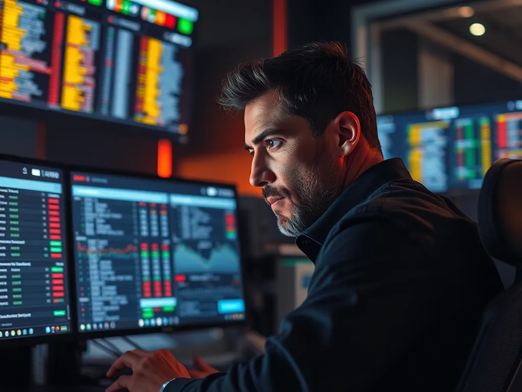 Chuyên gia phân tích bóng đá đang xem thống kê và tỷ lệ kèo 2.5 trên màn hình máy tính trong văn phòng hiện đại, hình ảnh minh họa cho bài viết về kèo 2.5 là gì